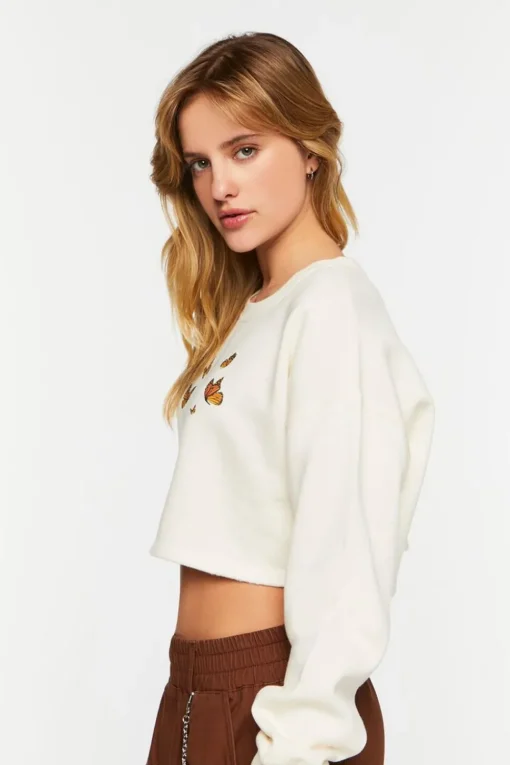Butterfly Graphic Cropped Pullover