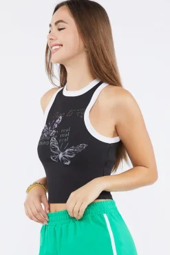 Butterfly Graphic Cropped Tank Top