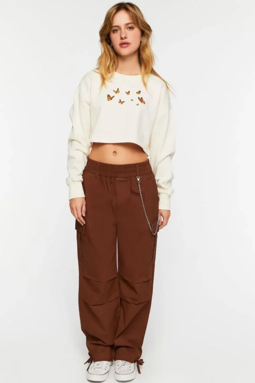Butterfly Graphic Cropped Pullover