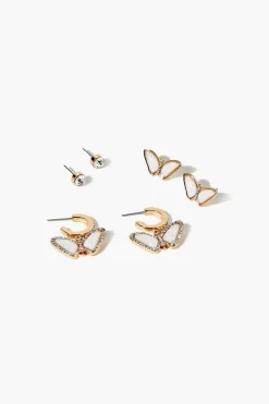 Butterfly Hoop & Stud Earring Set