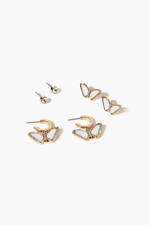 Butterfly Hoop & Stud Earring Set