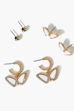 Butterfly Hoop & Stud Earring Set