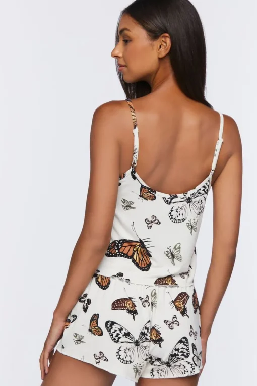 Butterfly Print Cami & Shorts Pajama Set