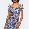 Butterfly Print Mesh Mini Dress