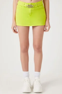 Butterfly-Belted Twill Mini Skirt