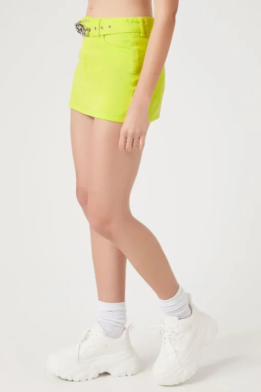 Butterfly-Belted Twill Mini Skirt