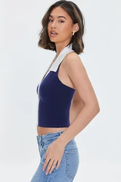 Button-Down Halter Crop Top