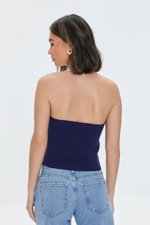 Button-Down Halter Crop Top