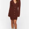 Cable Knit Button-Front Sweater Dress