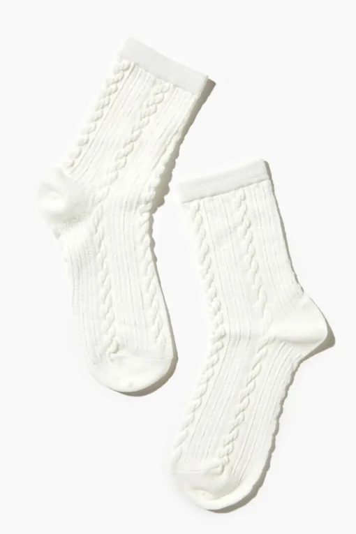 Cable Knit Crew Socks