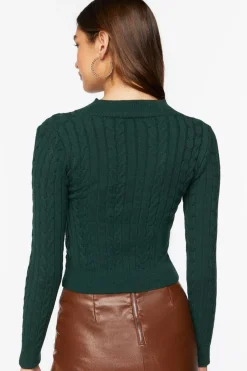 Cable Knit Cutout Crossover Sweater