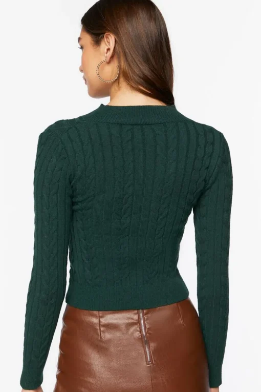 Cable Knit Cutout Crossover Sweater