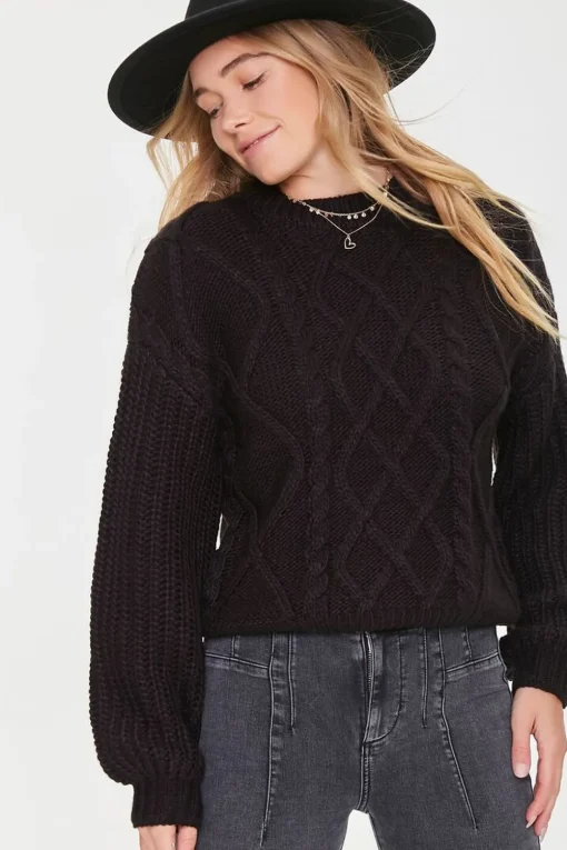 Cable Knit Drop-Sleeve Sweater