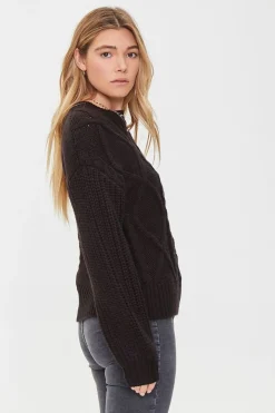 Cable Knit Drop-Sleeve Sweater