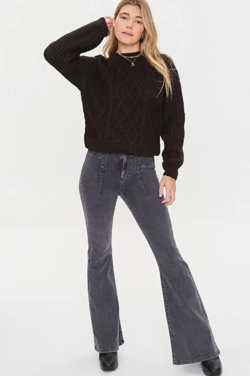 Cable Knit Drop-Sleeve Sweater
