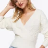 Cable Knit Surplice Sweater
