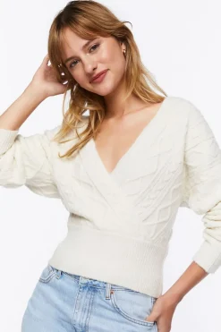 Cable Knit Surplice Sweater