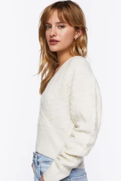 Cable Knit Surplice Sweater