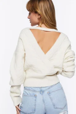 Cable Knit Surplice Sweater