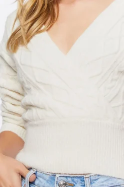 Cable Knit Surplice Sweater