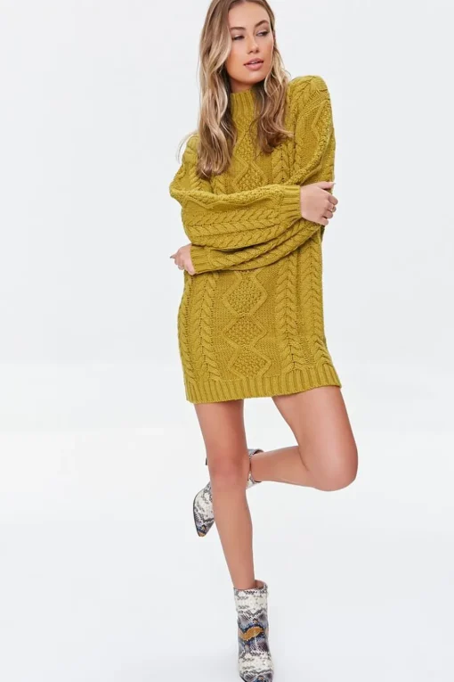 Cable Knit Sweater Mini Dress