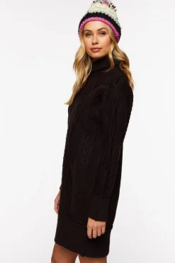 Cable Knit Turtleneck Mini Dress