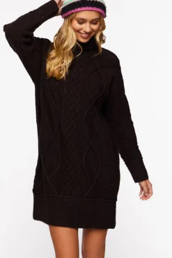 Cable Knit Turtleneck Mini Dress