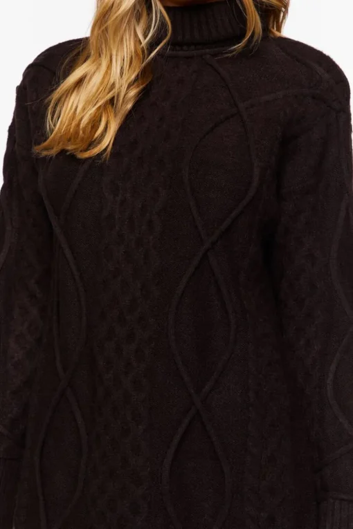Cable Knit Turtleneck Mini Dress