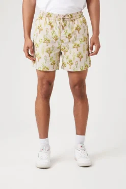 Cactus Print Nylon Swim Trunks