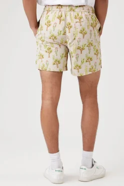 Cactus Print Nylon Swim Trunks