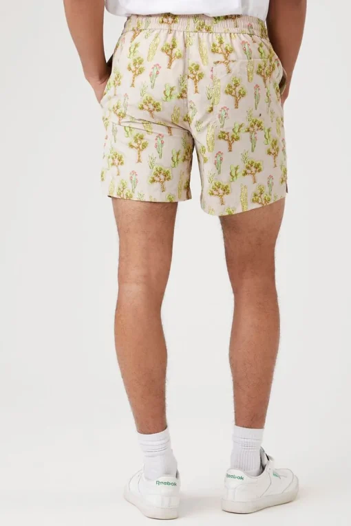 Cactus Print Nylon Swim Trunks