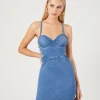 Caged Bustier Denim Mini Dress