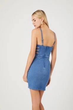 Caged Bustier Denim Mini Dress
