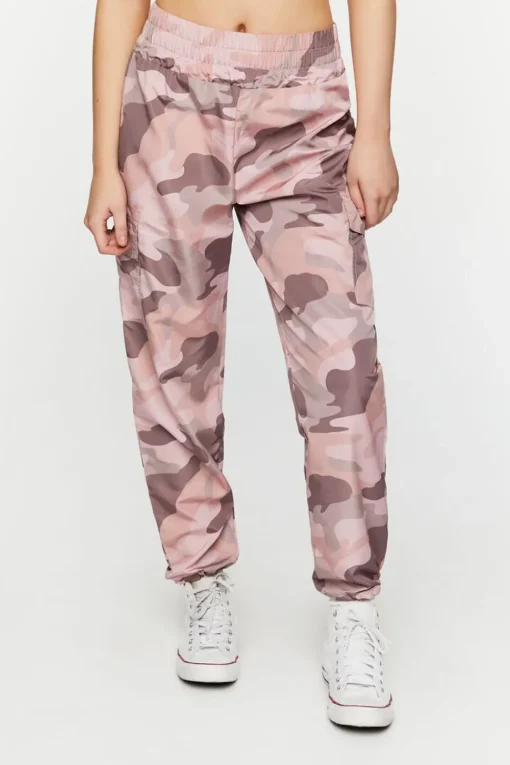 Camo Print Smocked Joggers