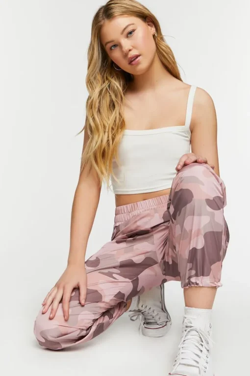 Camo Print Smocked Joggers