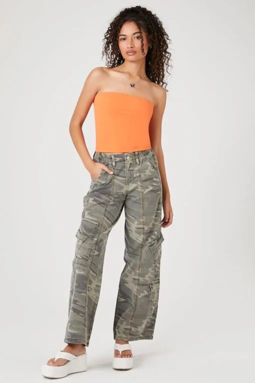 Camo Wide-Leg Cargo Pants