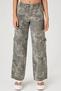 Camo Wide-Leg Cargo Pants