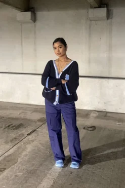 Canvas Wide-Leg Cargo Pants