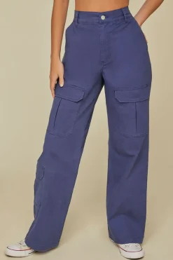 Canvas Wide-Leg Cargo Pants