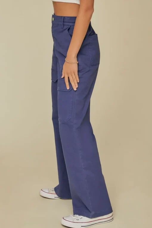 Canvas Wide-Leg Cargo Pants