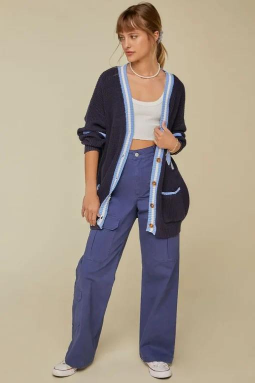 Canvas Wide-Leg Cargo Pants
