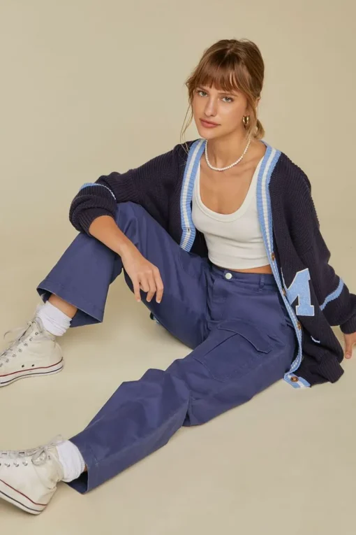 Canvas Wide-Leg Cargo Pants