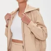 Canvas Zip-Up Drawstring Hoodie