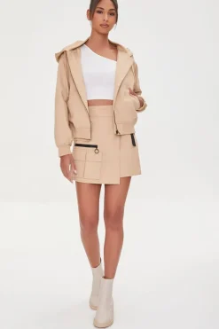 Canvas Zip-Up Drawstring Hoodie