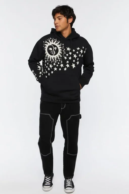 Celestial Sun & Stars Graphic Hoodie