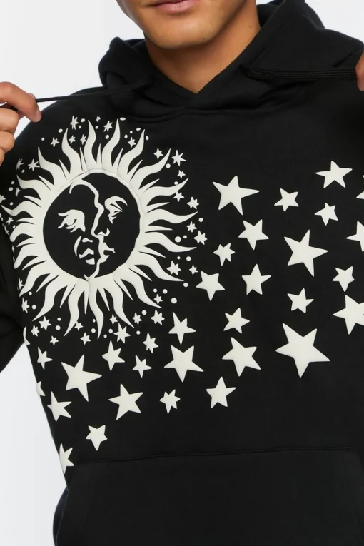 Celestial Sun & Stars Graphic Hoodie