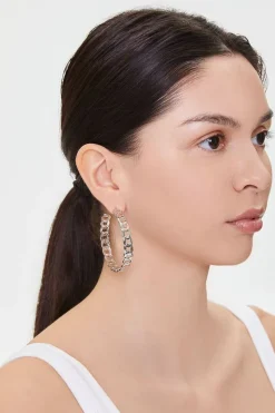 Chain Open-End Hoop Earrings