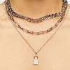 Chain Padlock Pendant Necklace Set