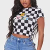 Checkered Bb Grl Cropped Tee