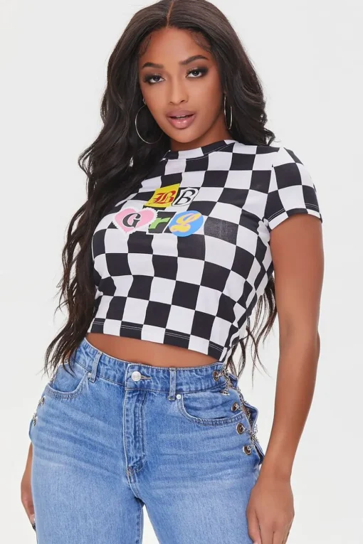 Checkered Bb Grl Cropped Tee